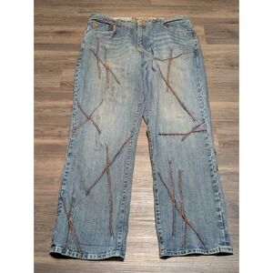Akademiks Hand Crafted Denim Goods Jeans Mens Size 40 Embroidered ‎ Streetwear